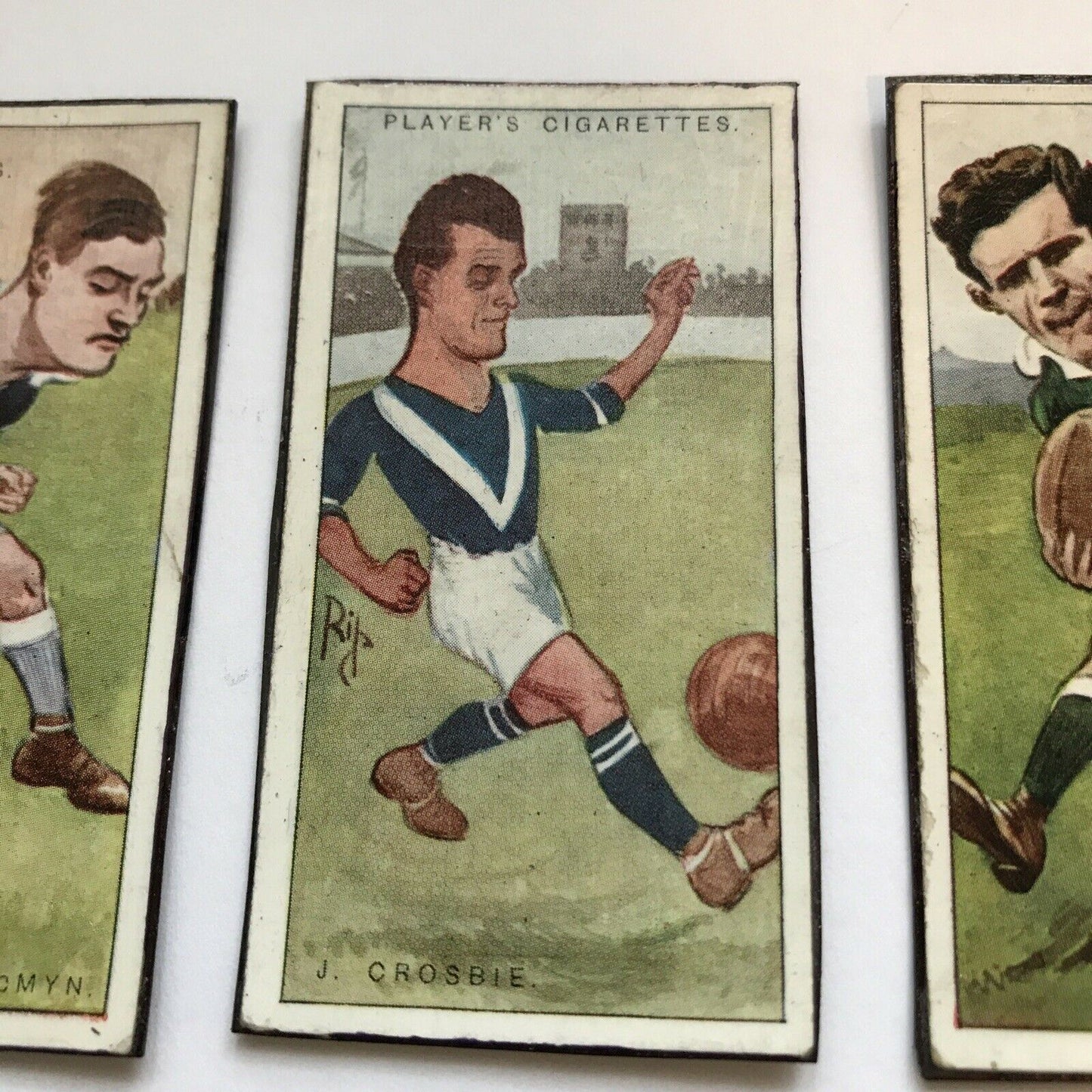Set of 3 Rugby Fridge Magnets Made From Vintage Players Cigarette Cards Macmyn, Crosbie, Cussen