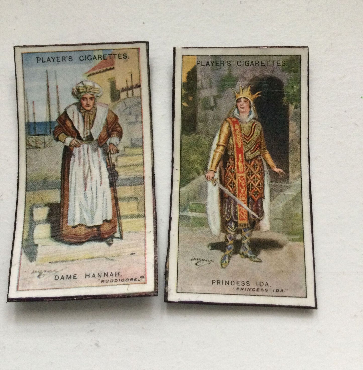 2 x Gilbert & Sullivan Opera fridge Magnets Made From Vintage Cigarette Cards