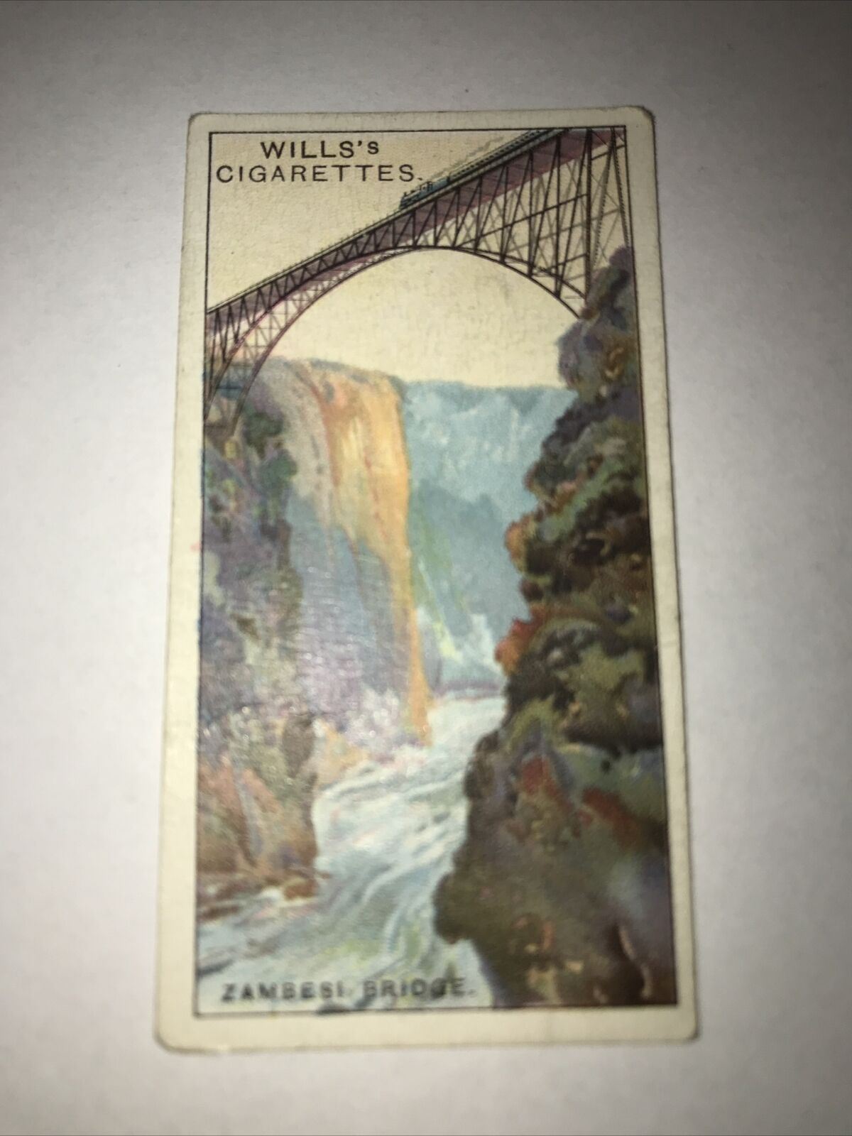 Wills Cigarettes Card Engineering Wonders Zambesi Bridge Rhodesia No5