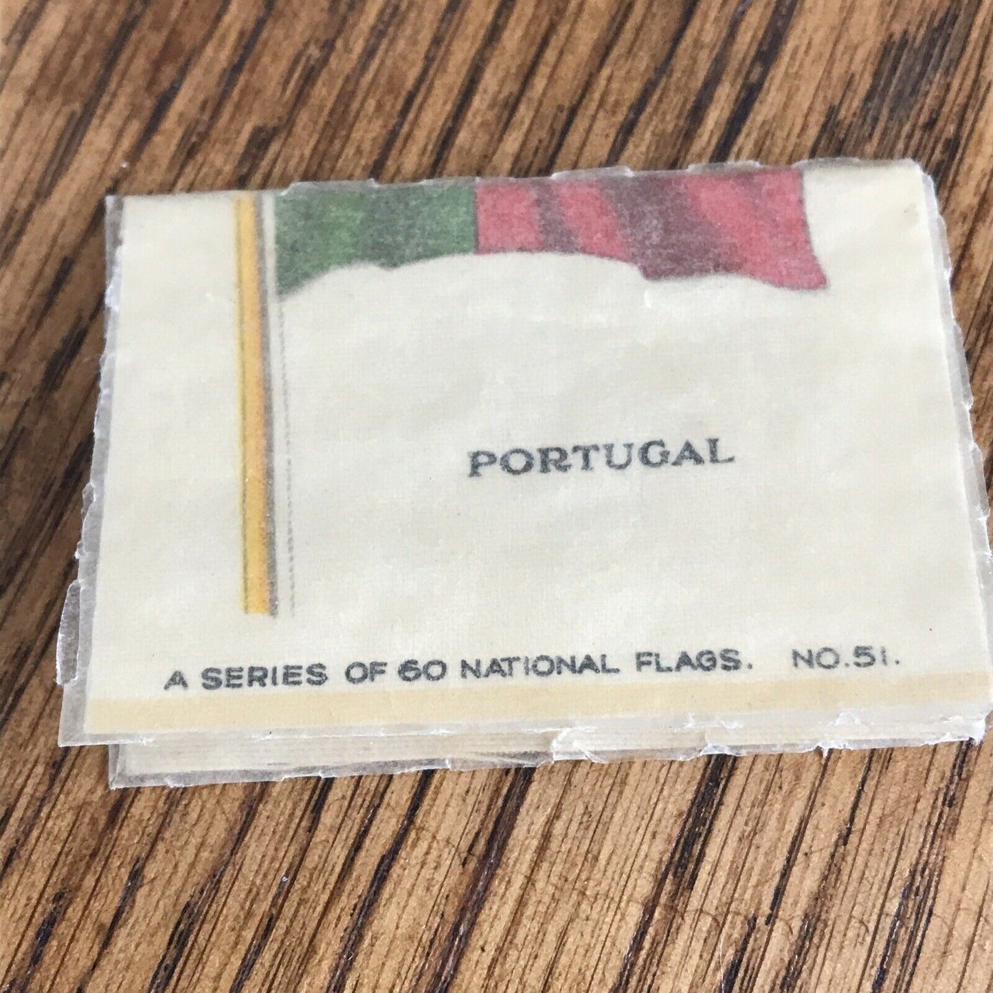 Vintage 1930s Kensitas Cigarettes Silk Card Portugal  no 51 of 60 national flags