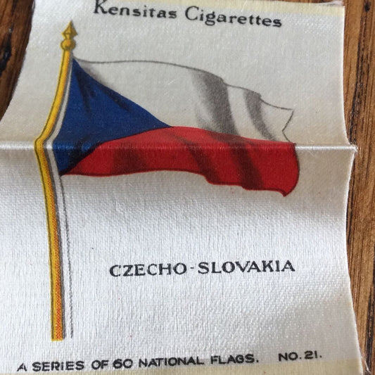 Vintage 1930s Kensitas Cigarettes Silk Card - Czecho-Slovakia No. 21 National Flags