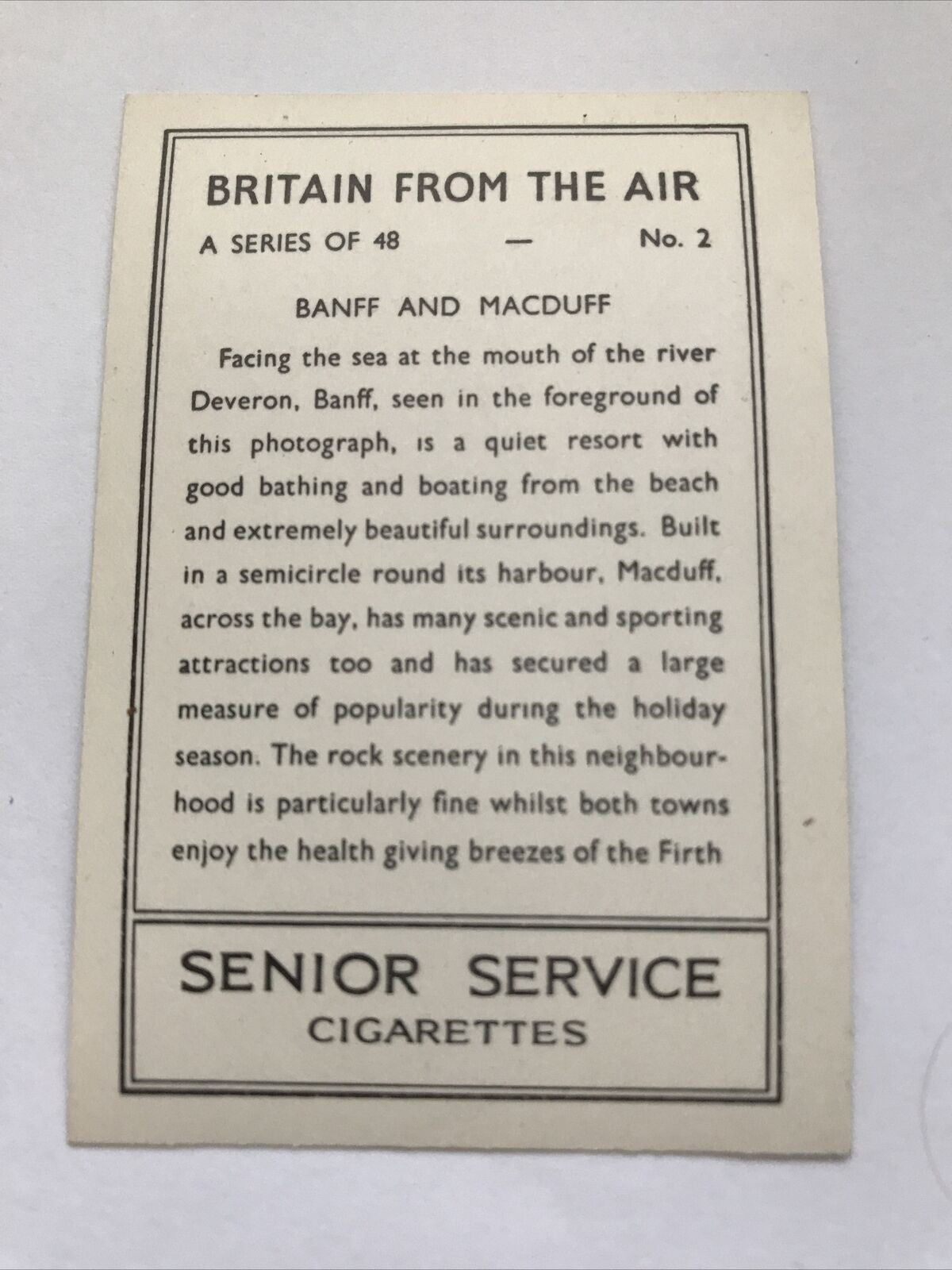 Senior Service Cigarette Card 'Britain From The Air' - 1939 - No. 2 - Banff & Macduff
