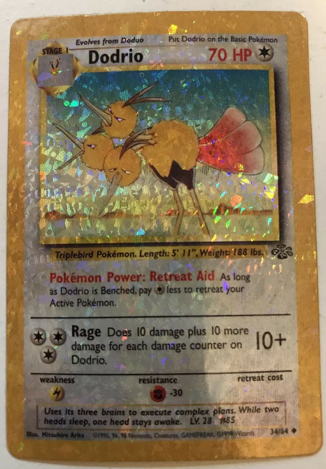 Pokemon Vending STICKER unused 1999 HOLO evolve 34/64 DODRIO jungle NEAR MINT