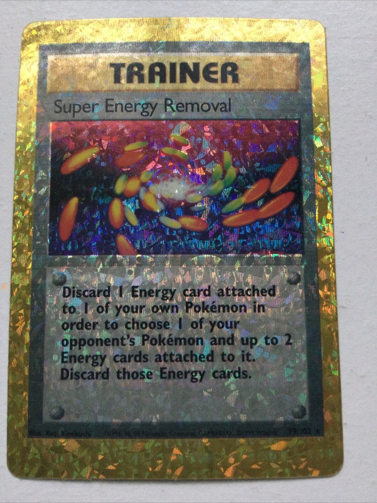 Pokemon Vending Sticker Unused 1999 Trainer 79/102 SuperEnergyRemove RARE HOLO