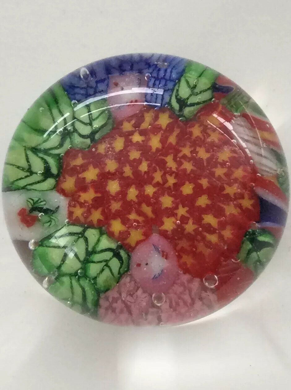 Vintage Retro 1960s Small Murano Millefiori Cane Multi Colour glass Paperweight