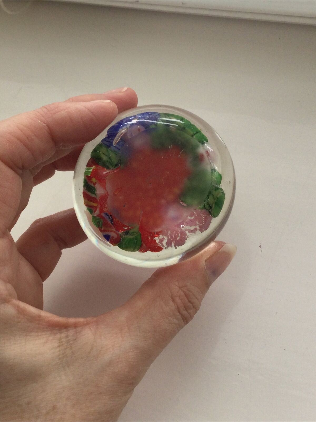 Vintage Retro 1960s Small Murano Millefiori Cane Multi Colour glass Paperweight