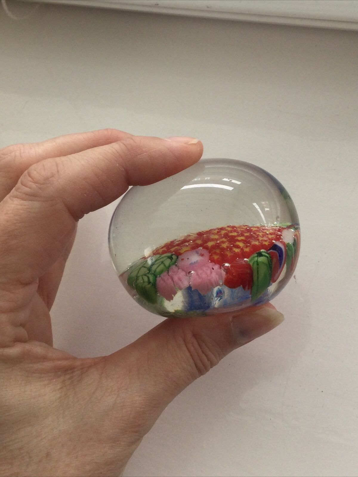 Vintage Retro 1960s Small Murano Millefiori Cane Multi Colour glass Paperweight