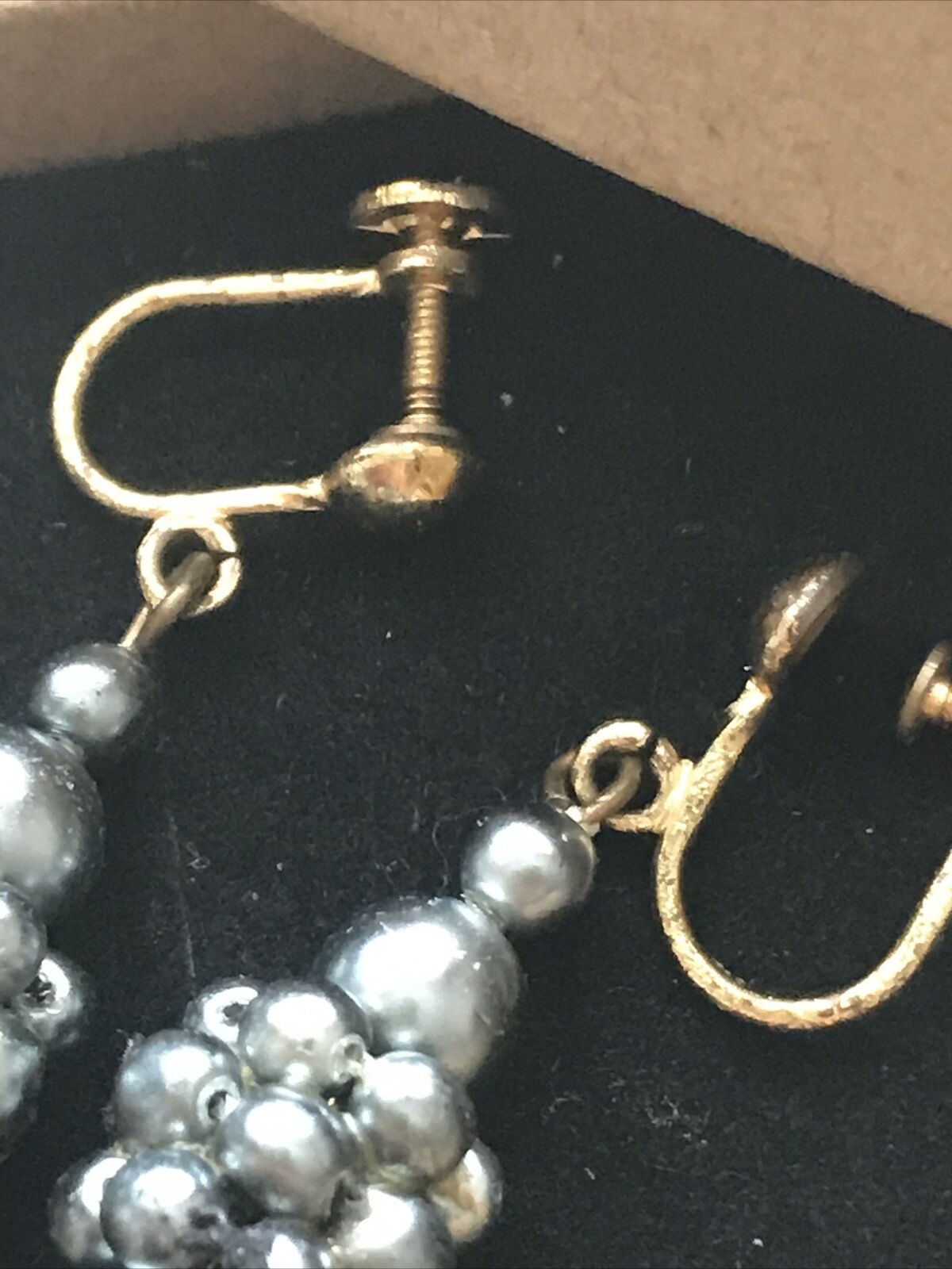 Vintage Screw On / Clip Earrings - Grey Simulated Pearl Drops. Elegant. Dressy