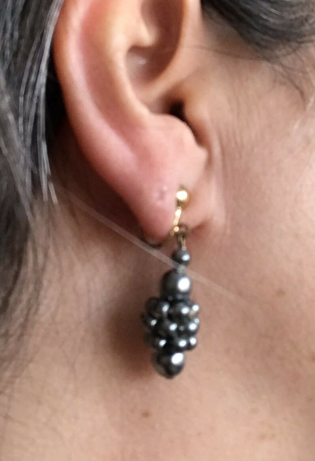 Vintage Screw On / Clip Earrings - Grey Simulated Pearl Drops. Elegant. Dressy