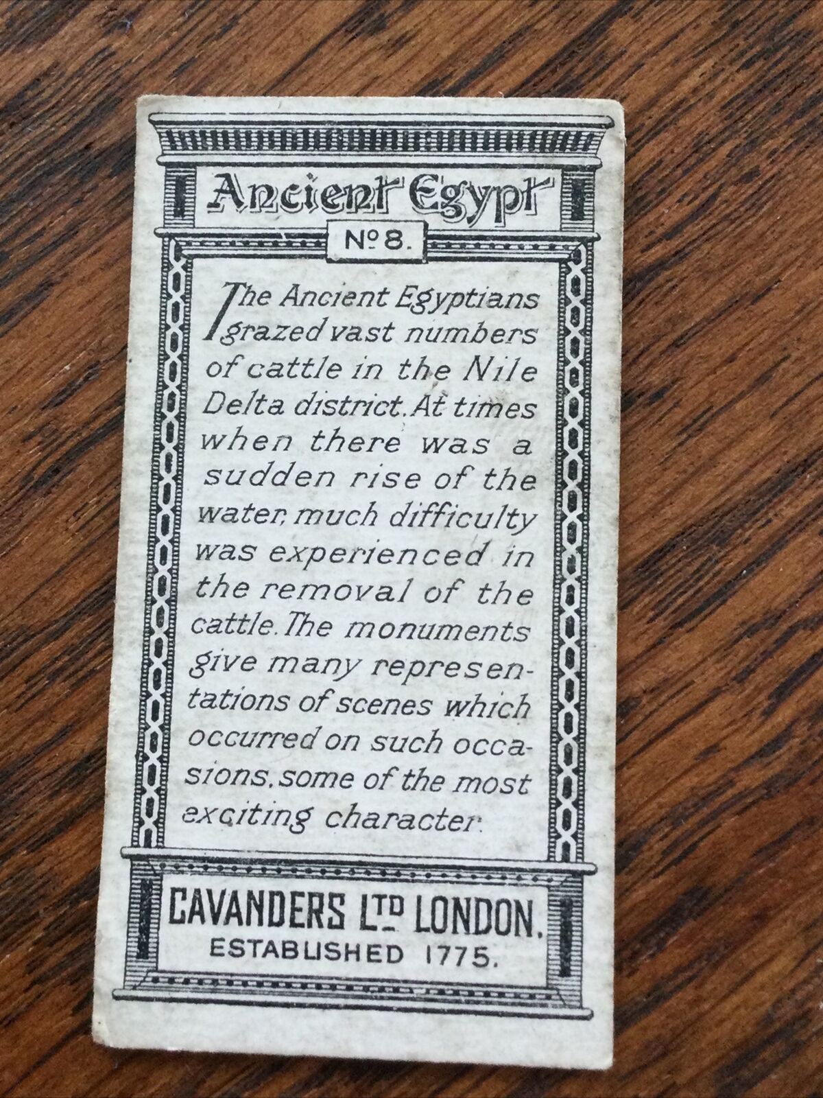 Cavanders Cigarette Card - Ancient Egypt - No. 8 - Cattle In The Nile
