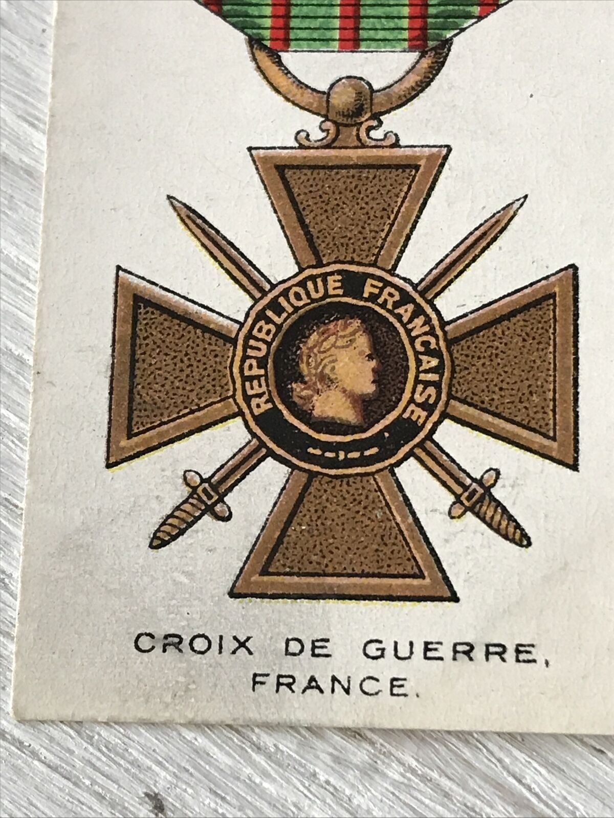 1927 Players Cigarette Card. War Decorations & Medals. No 48. Croix De Guerre France 1914-18