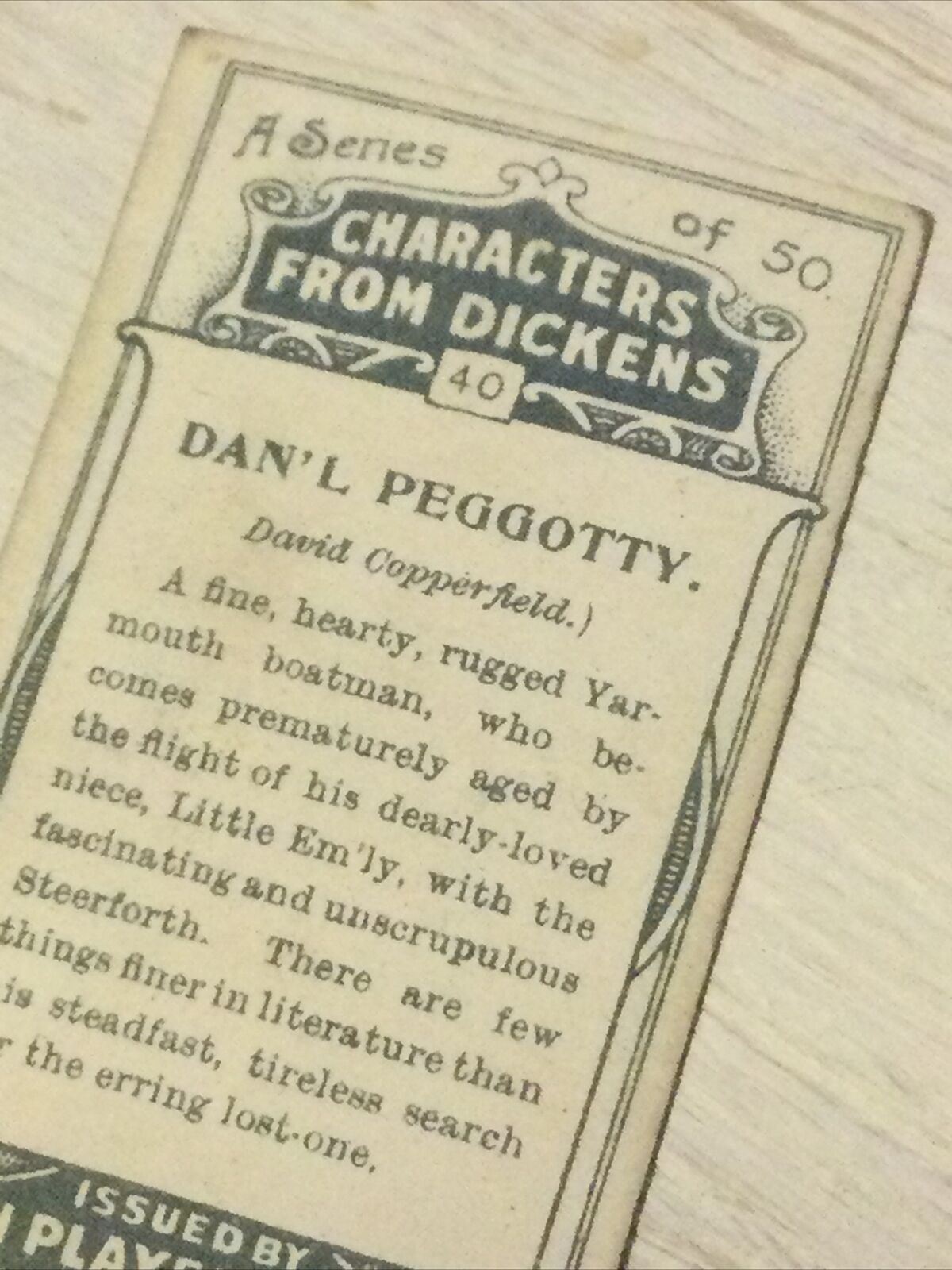 Players Cigarette Card - Characters From Dickens - No. 40 Daniel Peggotty David Copperfield