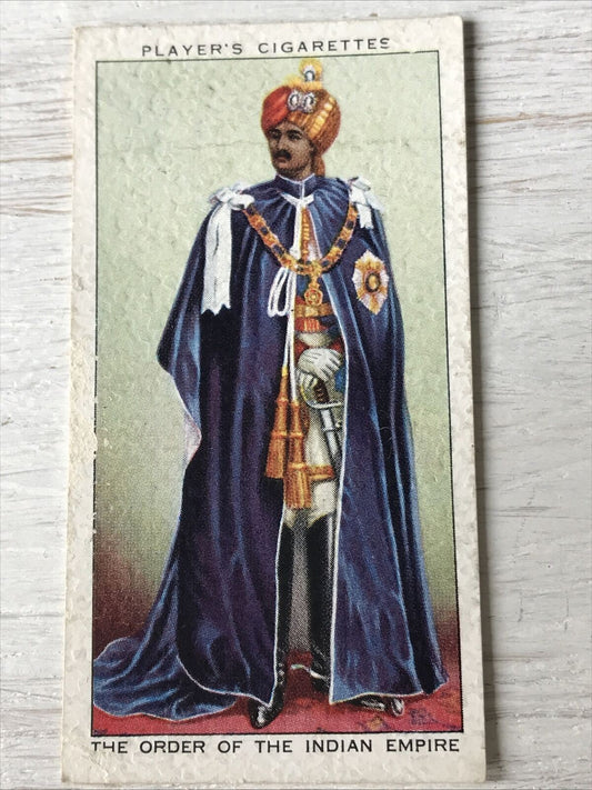 Vintage Players Cigarettes Card Coronation Series - Ceremonial Dress - No. 27 The Most Eminent Order Of The Indian Empire