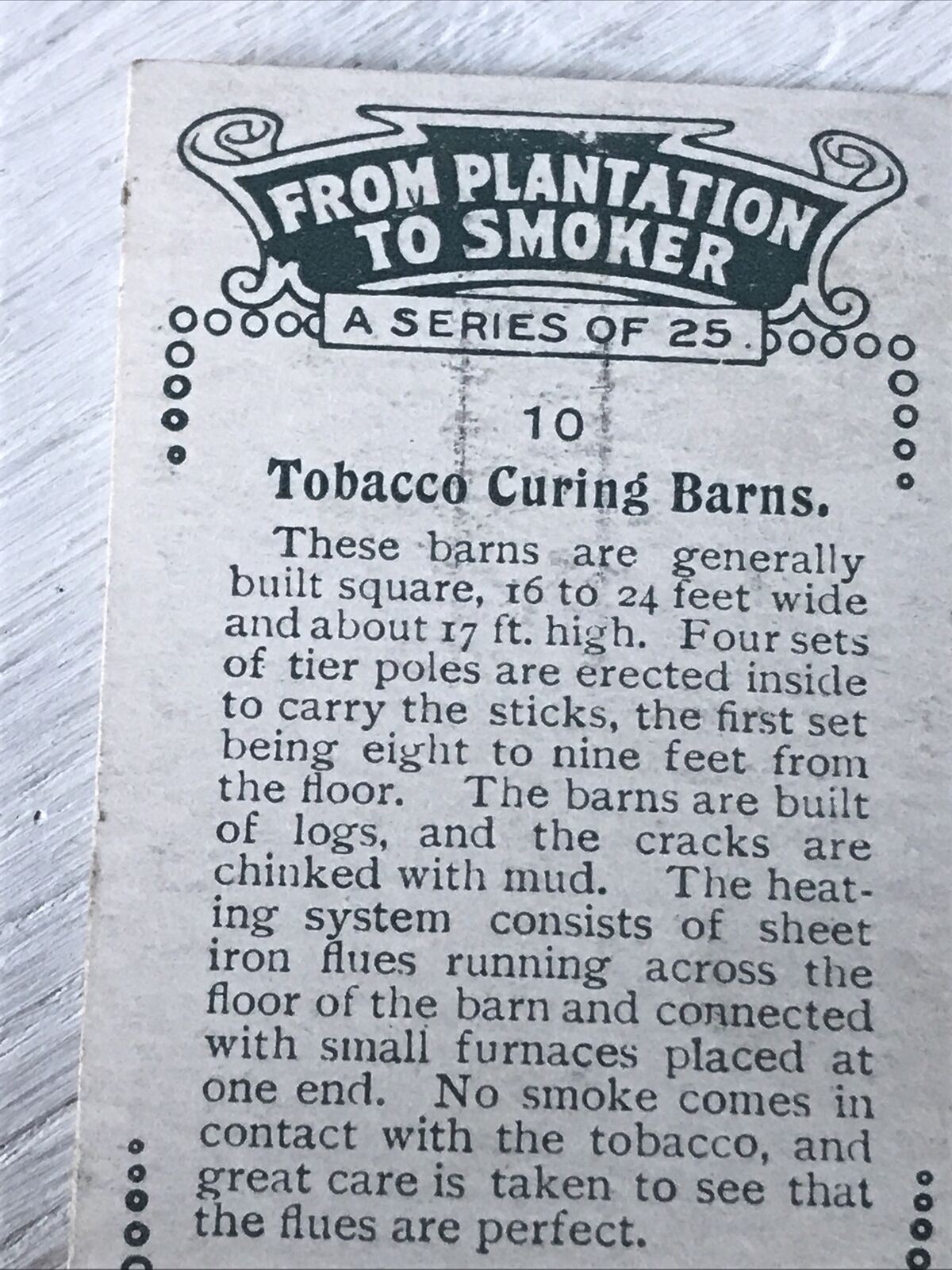 Vintage Players Cigarette Card - From Plantation To Smoker - No. 10 - Tobacco Curing Barn