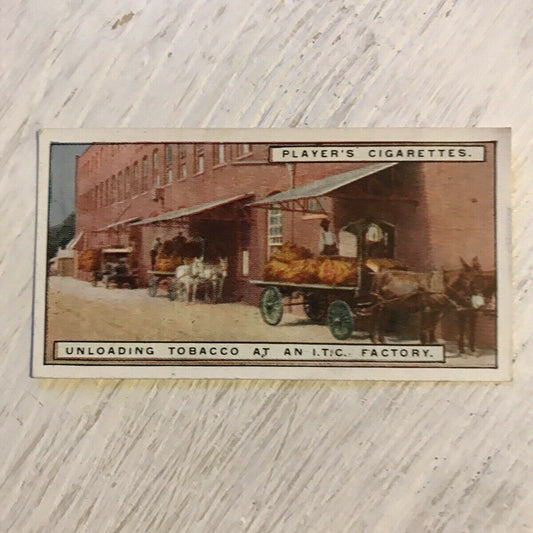 Vintage Players Cigarettes Card From Plantation To Smoker 14 Unloading Tobacco At An ITC Factory