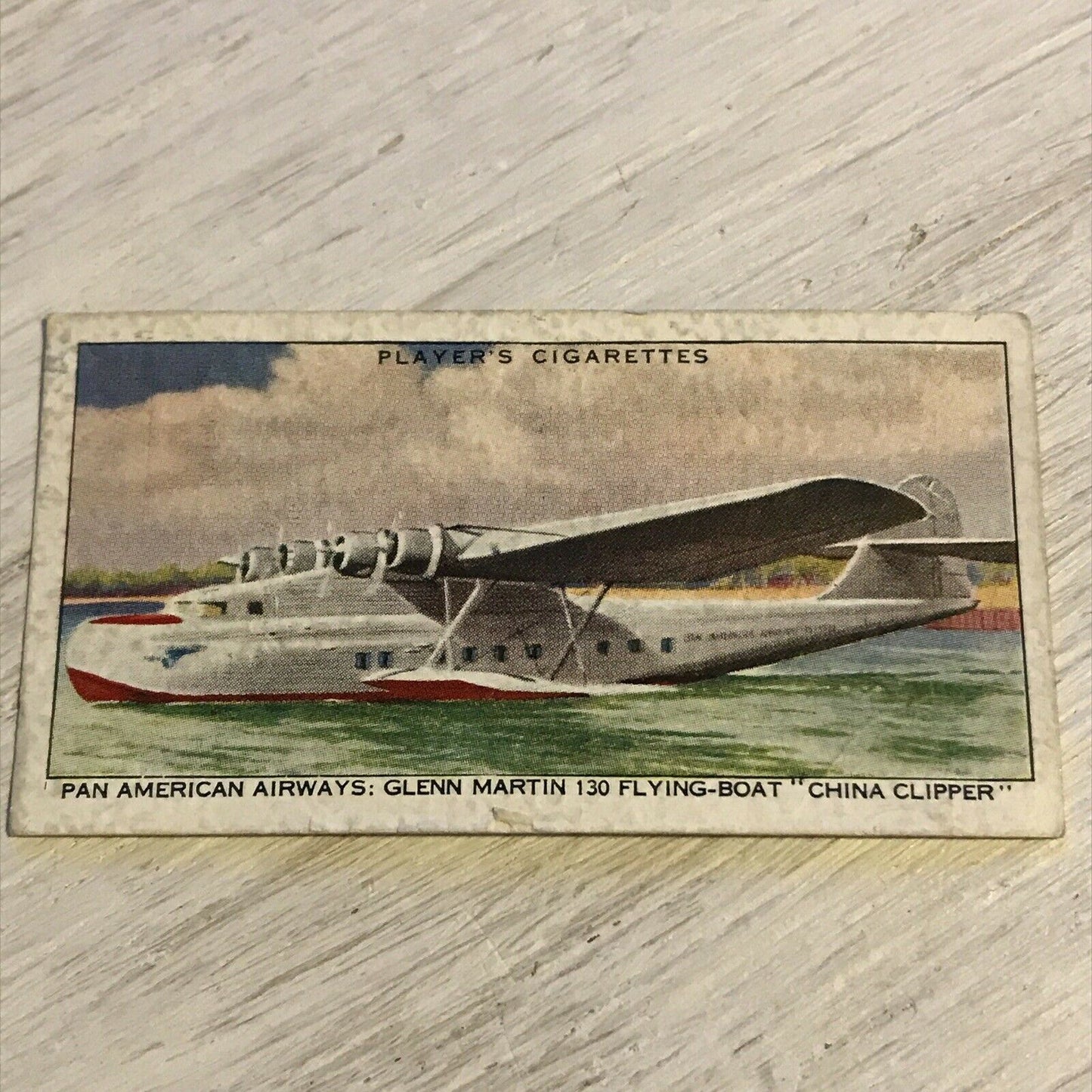 Vintage Players Cigarette Card - International Air Liners - No. 44 Pan American Airways - Glenn Martin 130 Flying Boat