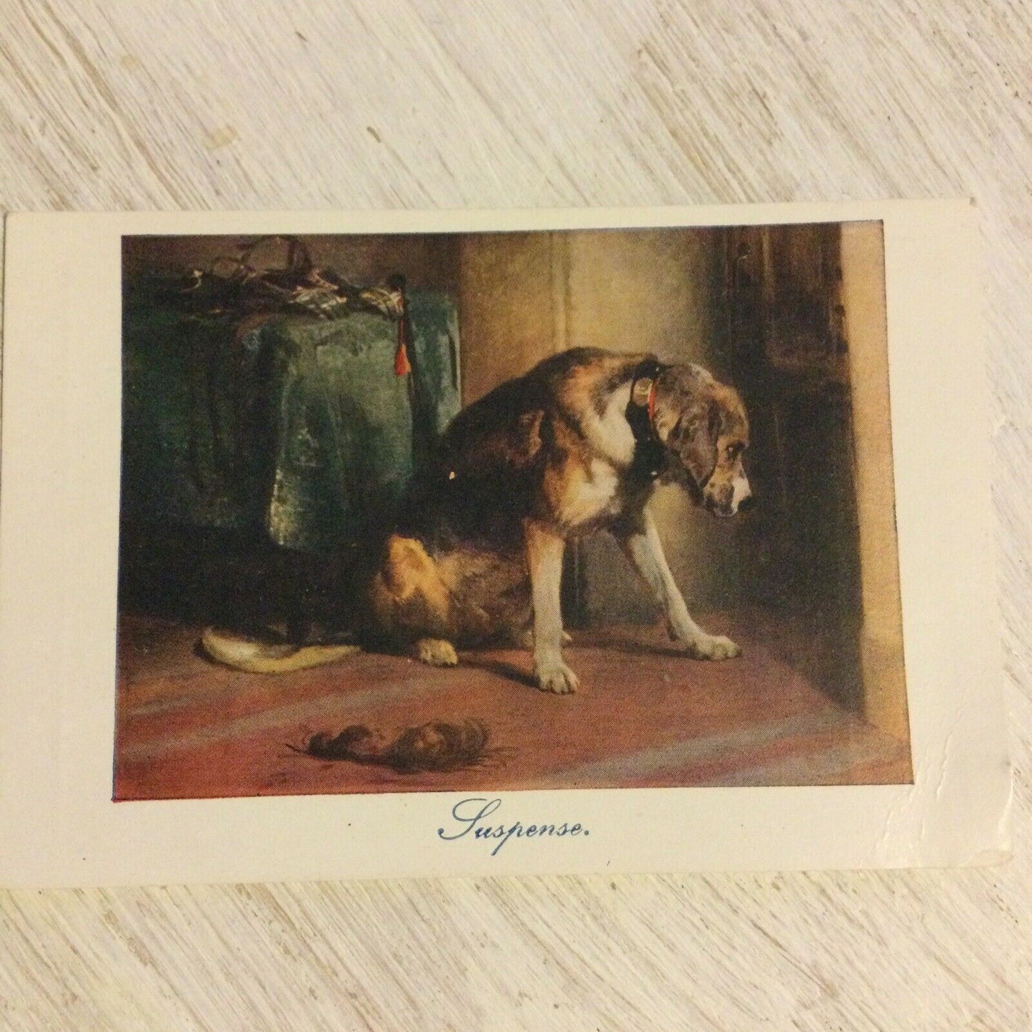 Players Cigarettes Card Large Famous Paintings Landseer ‘SUSPENSE’ DOG WAITING