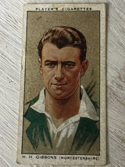 PLAYER'S Cigarette Card Cricketers 1934 H H Gibbons Worcestershire No. 10