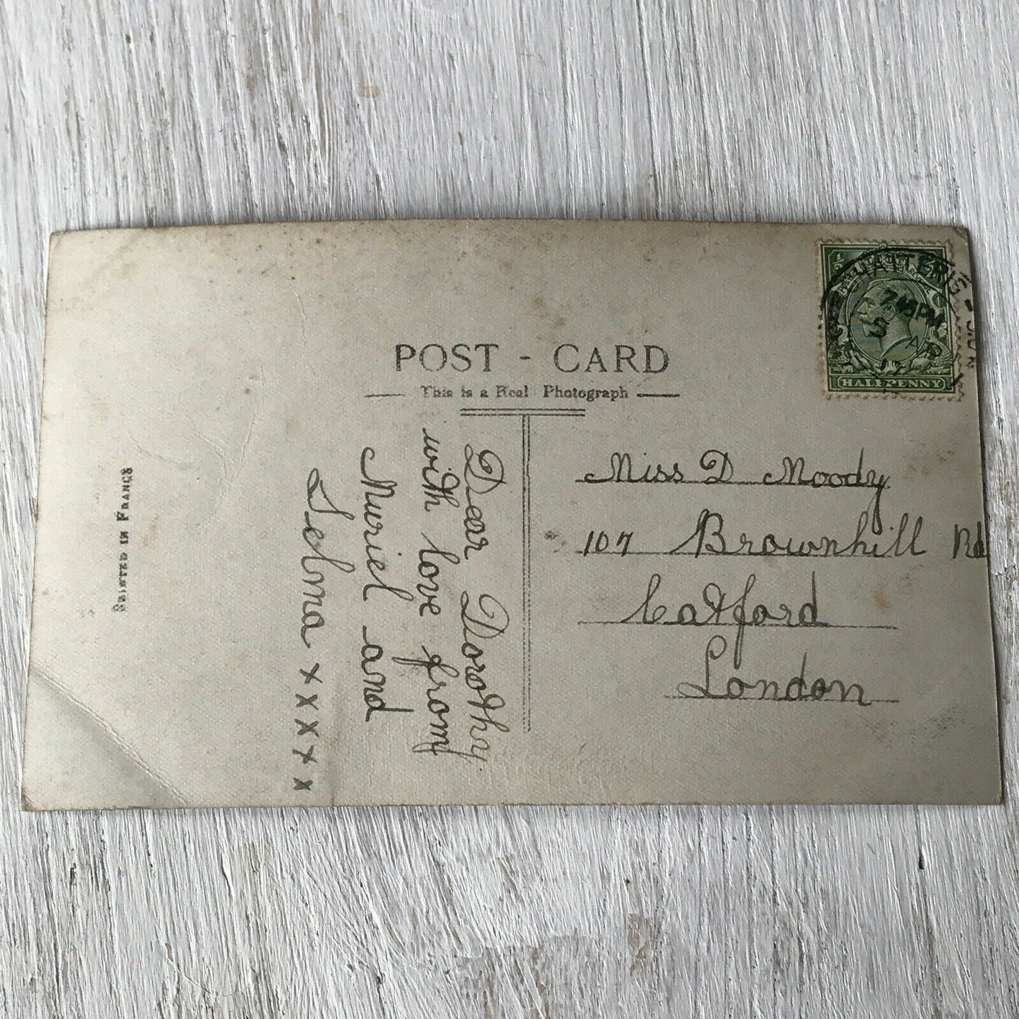 Vintage EASTER postcard REAL PHOTOGRAPH Hand Coloured Eggs & Flowers Friend