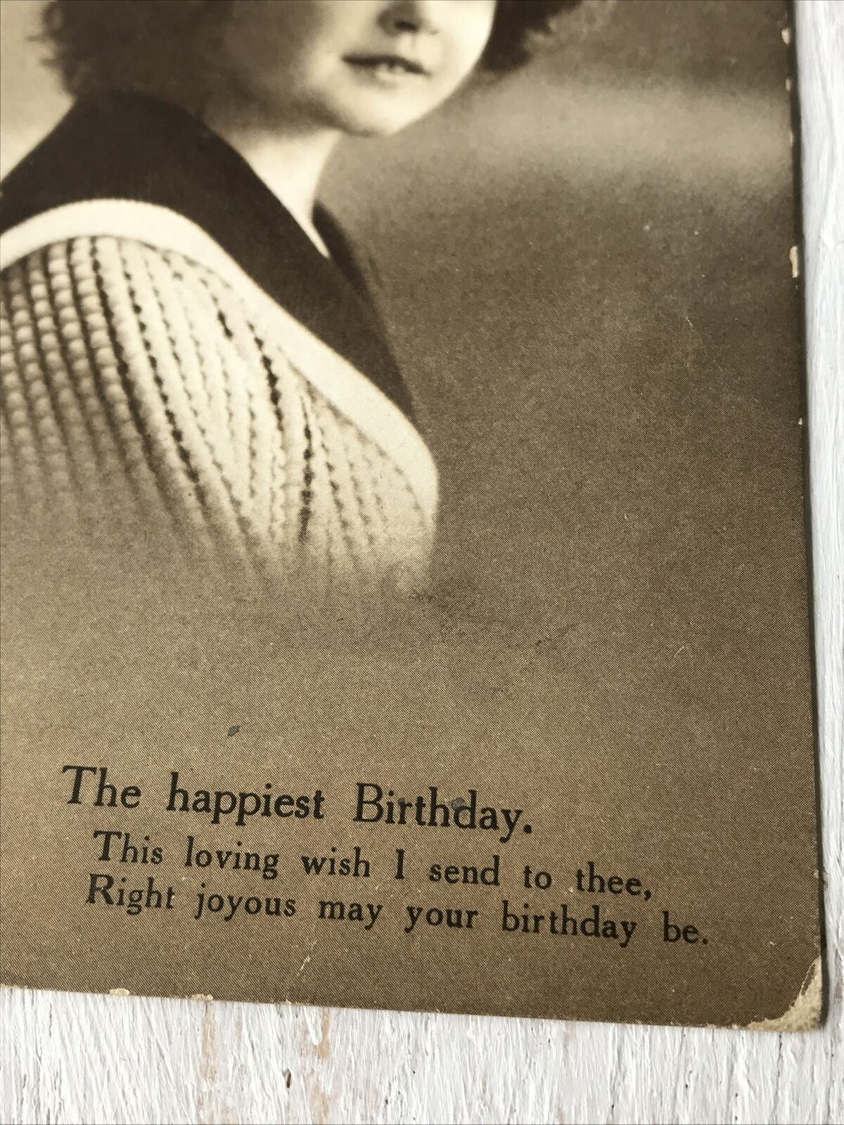 Antique Birthday Greetings Postcard - Picture Of Girl Sepia - 1915 - Nostalgic