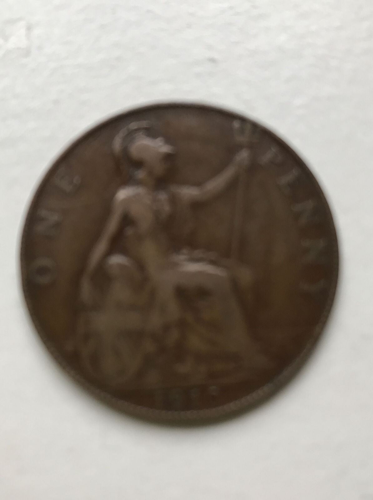 Edward VII One Penny Coin 1910 Bronze. Antique