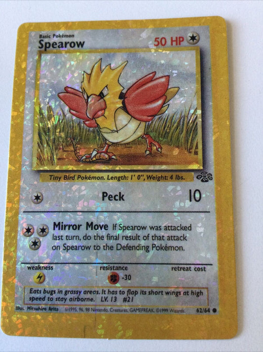 Pokemon Vending Sticker SPEAROW Unused 1999 Holo 62/64 Ex Cond vintage 90s