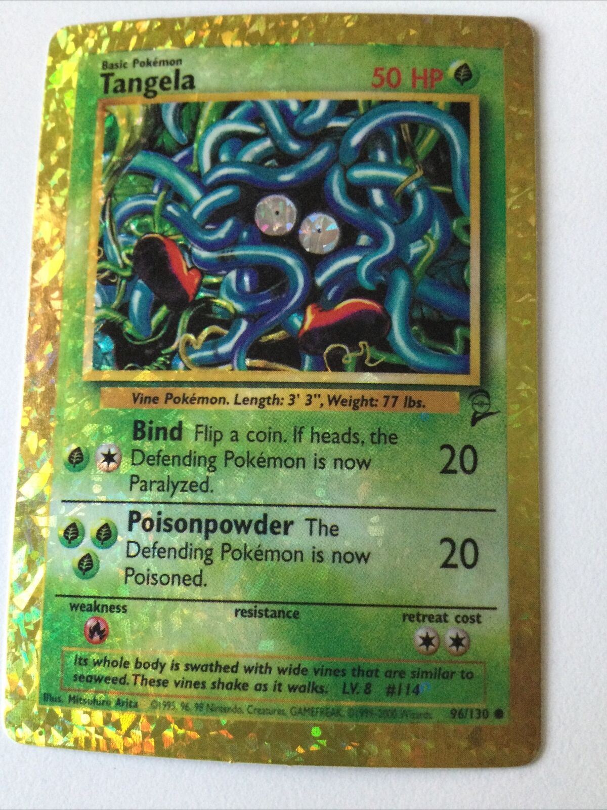 Pokemon Vending STICKER TANGELA Unused 1999 Holo 96/130 Ex Cond vintage 90s