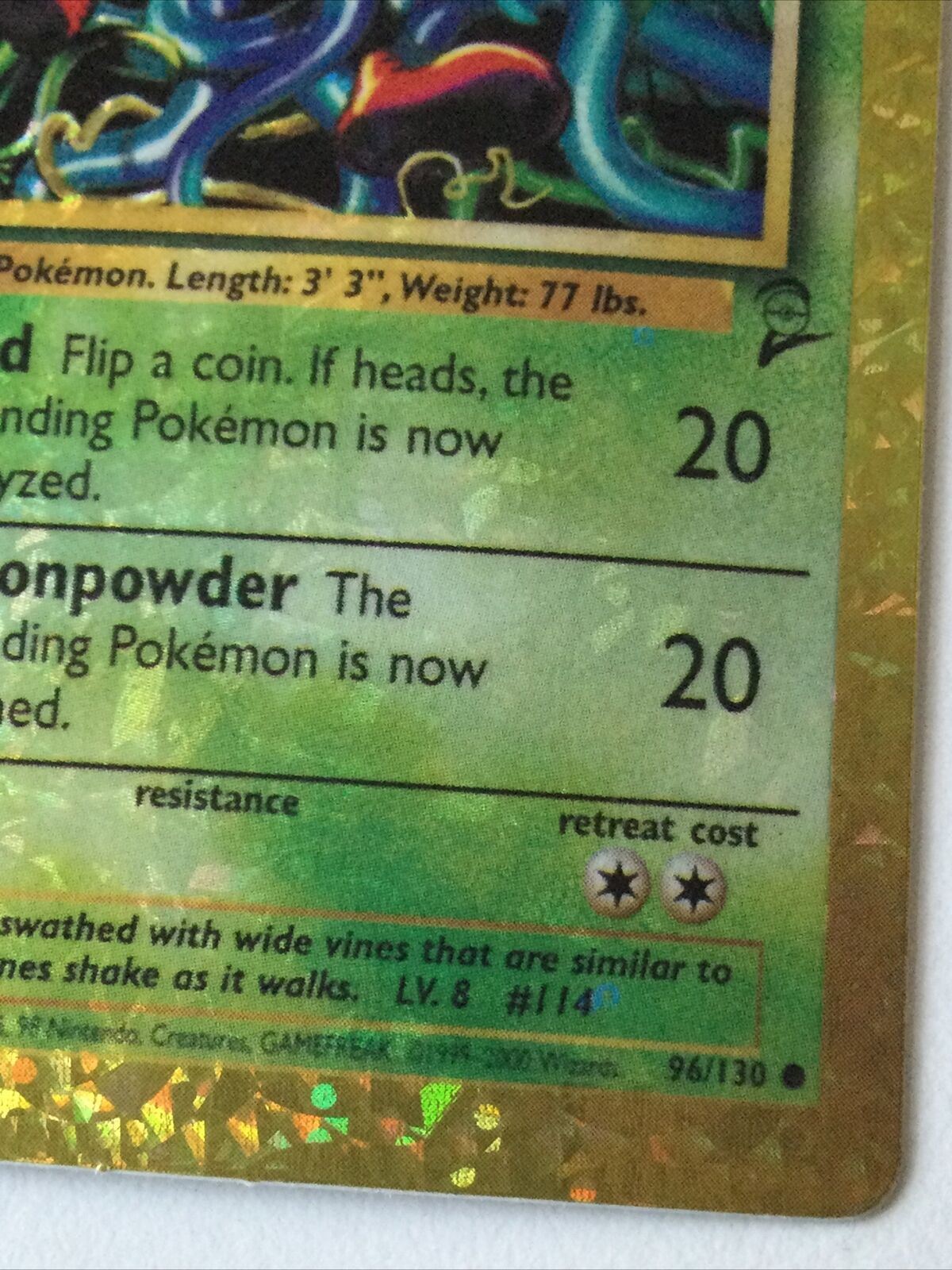 Pokemon Vending STICKER TANGELA Unused 1999 Holo 96/130 Ex Cond vintage 90s