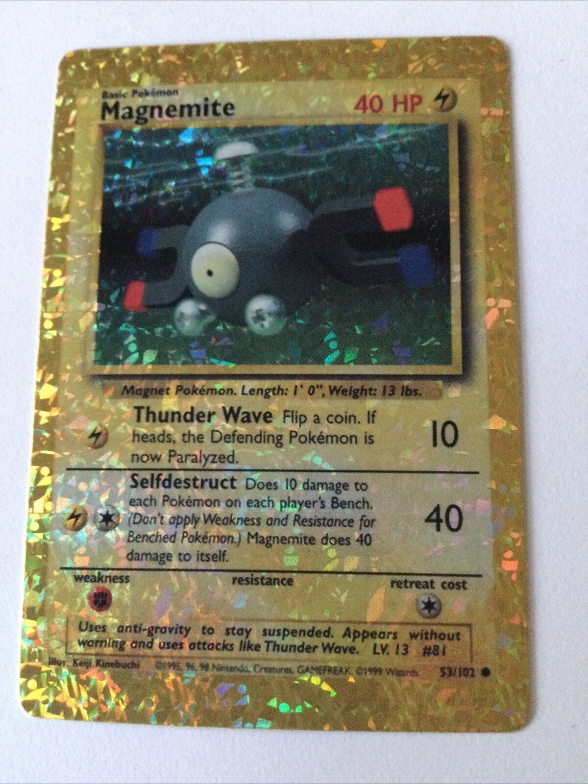 Pokemon Vending STICKER Unused 1999 Holo 53/102 Magnemite ex condition vintage