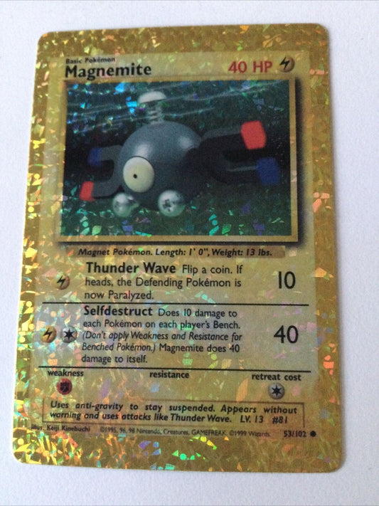 Pokemon Vending STICKER Unused 1999 Holo 53/102 Magnemite  ex condition vintage