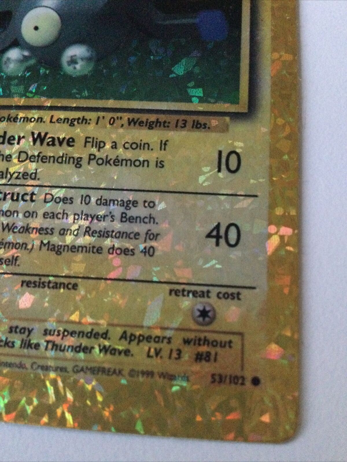Pokemon Vending STICKER Unused 1999 Holo 53/102 Magnemite ex condition vintage