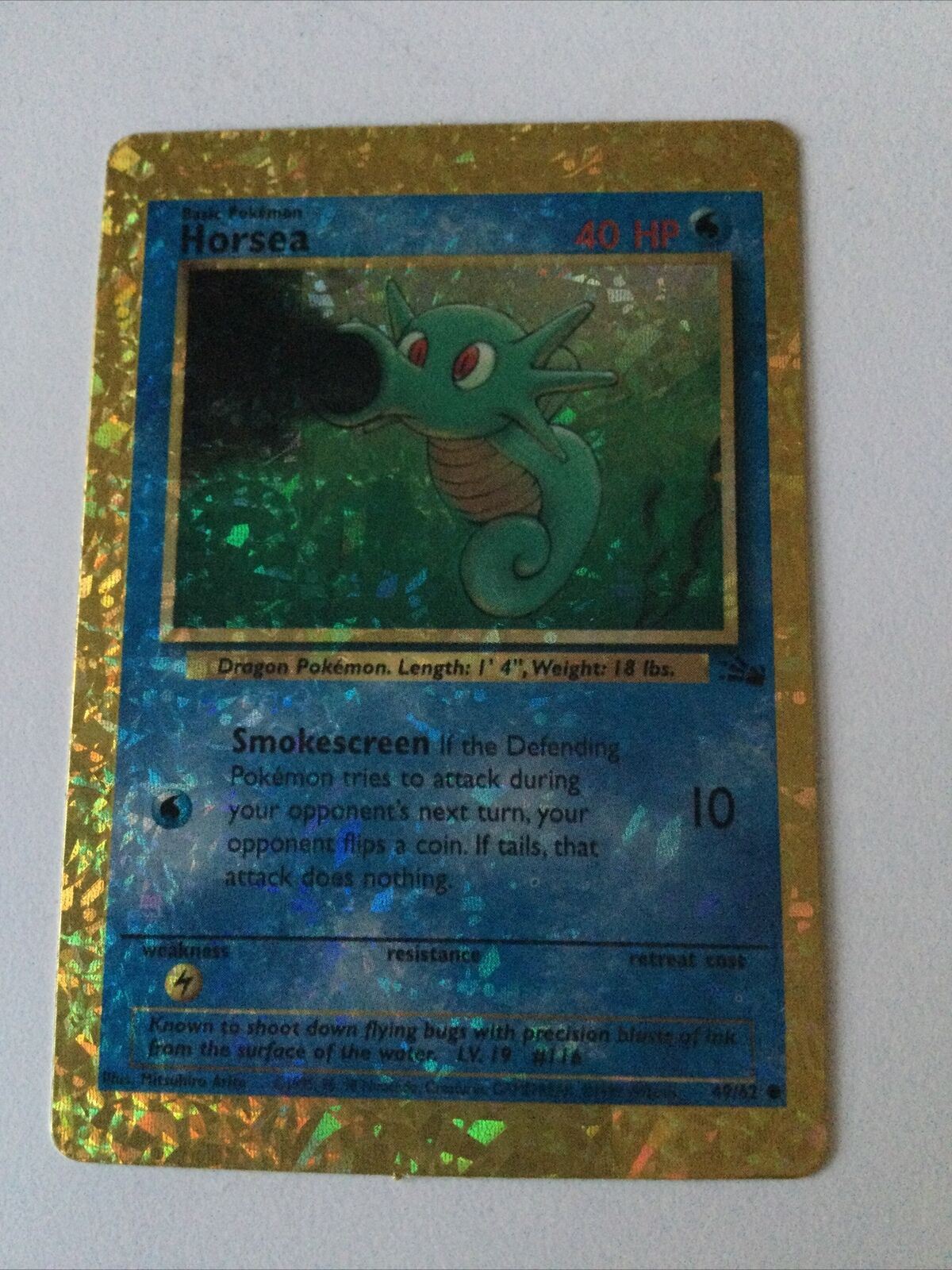 Pokemon Vending STICKER Unused 1999 Holo 49/62 Horsea ex condition vintage