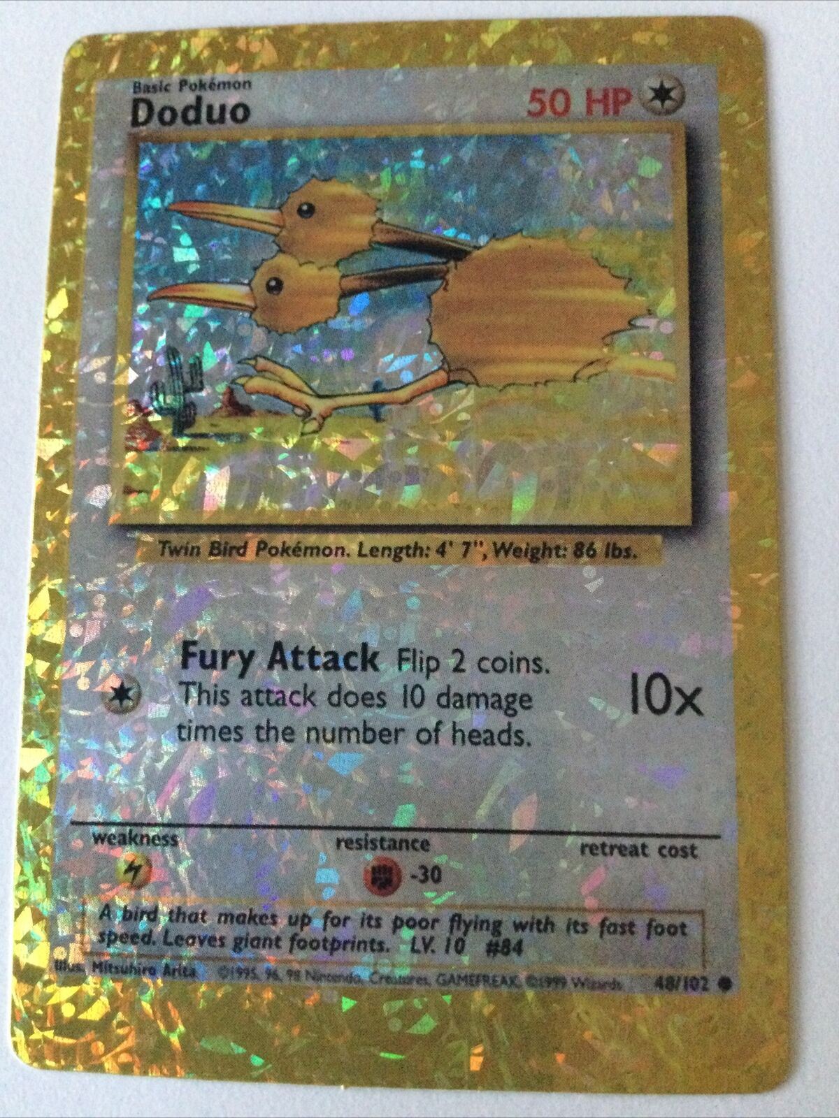 Pokemon Vending STICKER Unused 1999 Holo 48/102 Doduo ex condition vintage