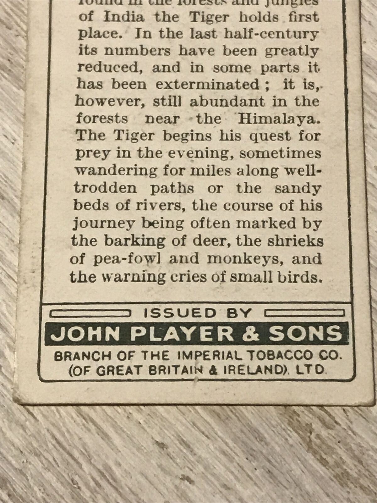 Players Cigarettes Card Wild Animals Heads 46 Tiger Arthur Wardle Vintage