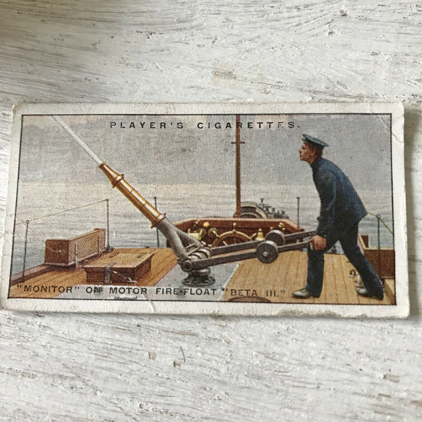 Players Cigarette Card - Fire Fighting Appliances - No 47 Monitor On Motor Firefloat