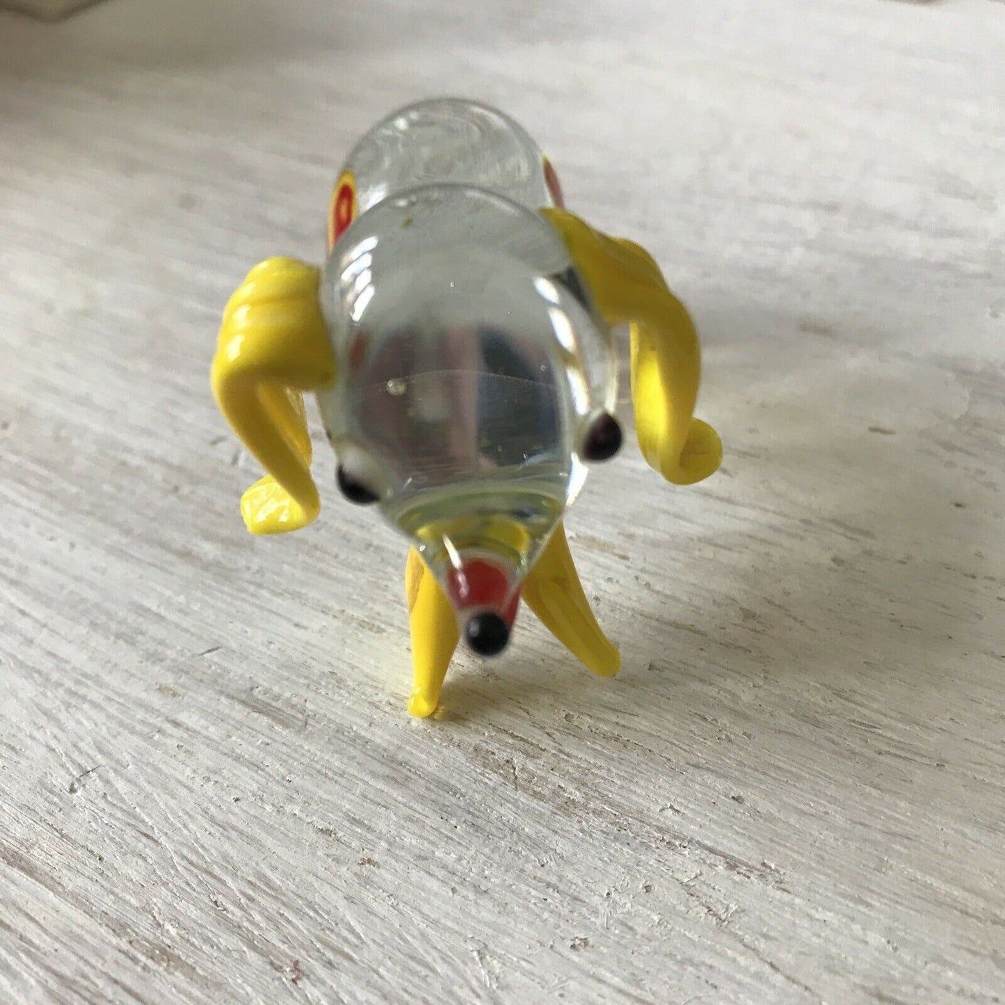 Cute Vintage Retro Glass Dog. Bright Colourful. Yellow 1950s / 1960s. Tail Missing