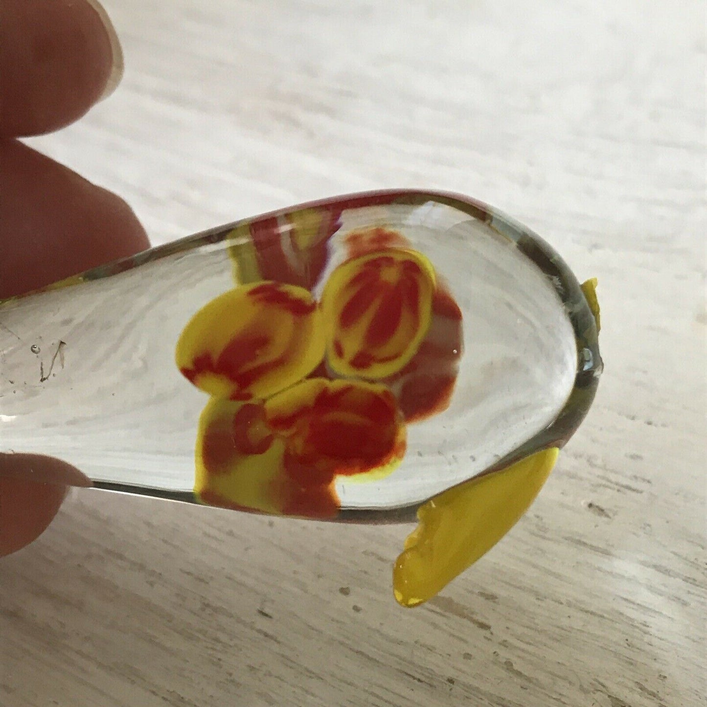 Cute Vintage Retro Glass Dog. Bright Colourful. Yellow 1950s / 1960s. Tail Missing