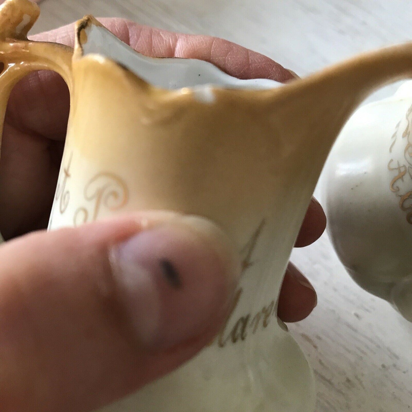 2 x Antique Art Nouveau Welsh Ceramic Mini Jugs. Aberdare Souvenir C19th