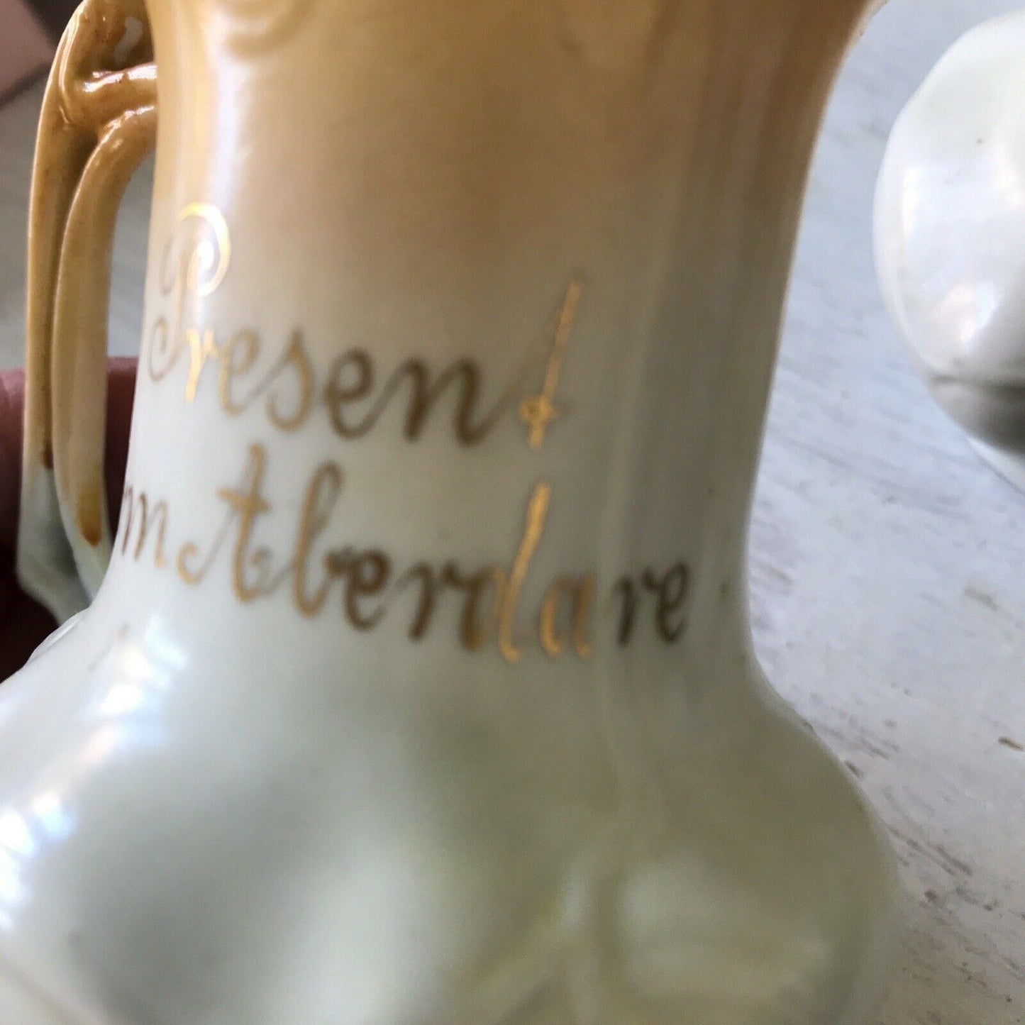 2 x Antique Art Nouveau Welsh Ceramic Mini Jugs. Aberdare Souvenir C19th