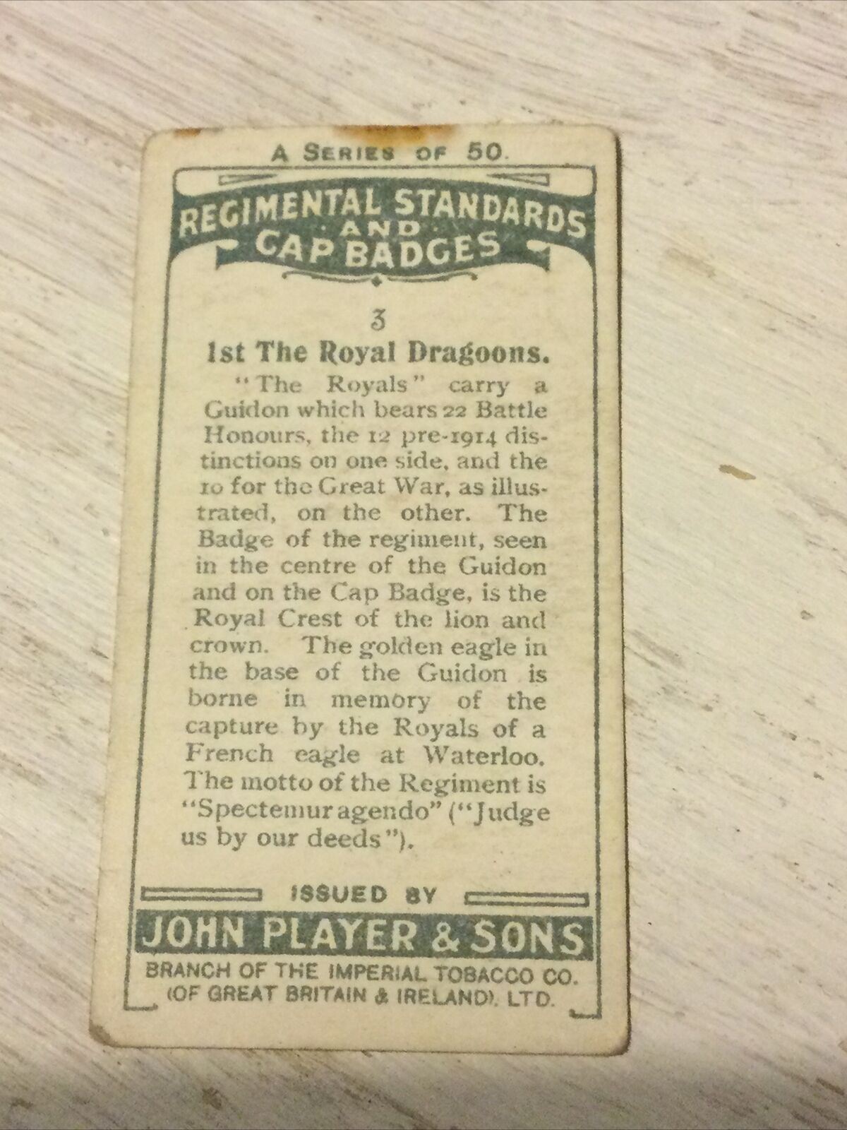 Player's Regimental Standards & Cap Badges (1930) # 3 1st  The Royal Dragoons