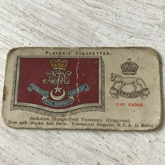 Players Cigarette Card Drum Banners & Cap Badges 39 Berkshire Hungerford Yeomanry