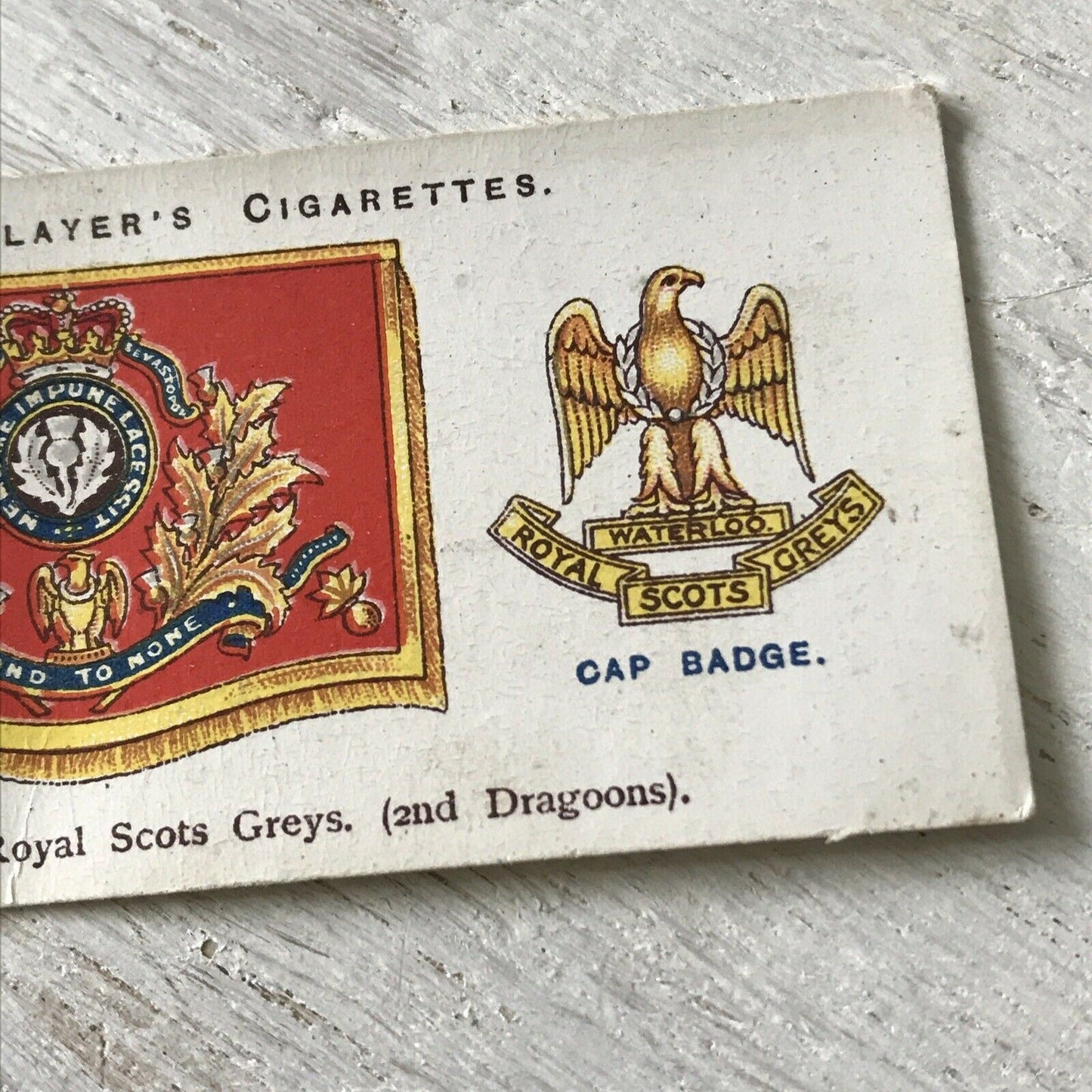 Players Cigarette Card Drum Banners & Cap Badges 12 Royal Scots Greys 2nd 1924 1920s