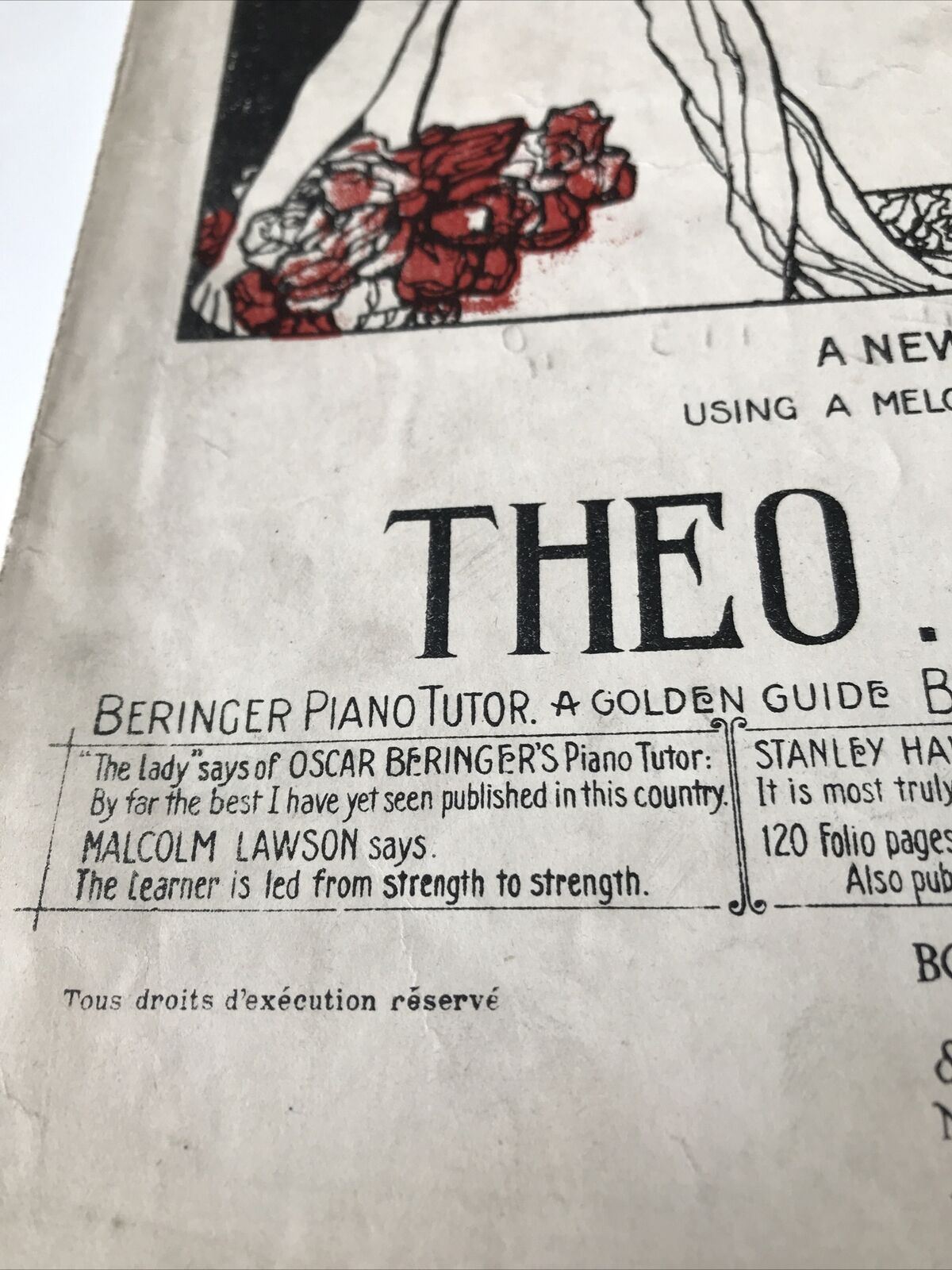 Vintage Sheet Music Beautiful Art Nouveau Cover Hearts & Flowers Theo M Tobani