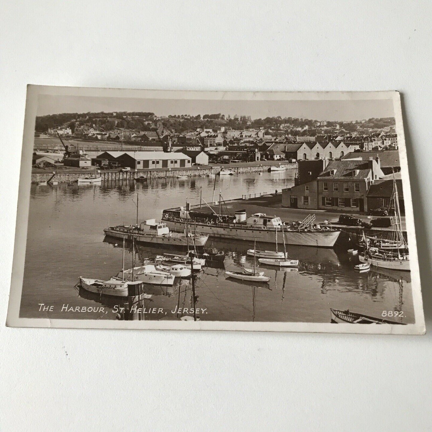 Vintage Postcard - Black And White - The Harbour - St Helier - Jersey