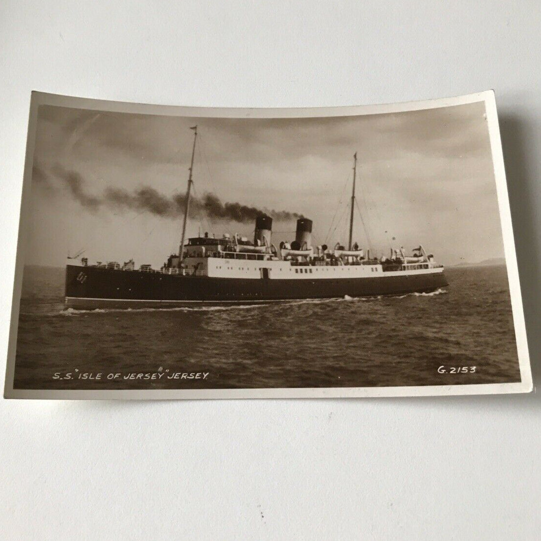 Vintage Postcard - Black And White / Sepia - SS Isle Of Jersey - Southampton To Channel Islands Ferry -Real Photo