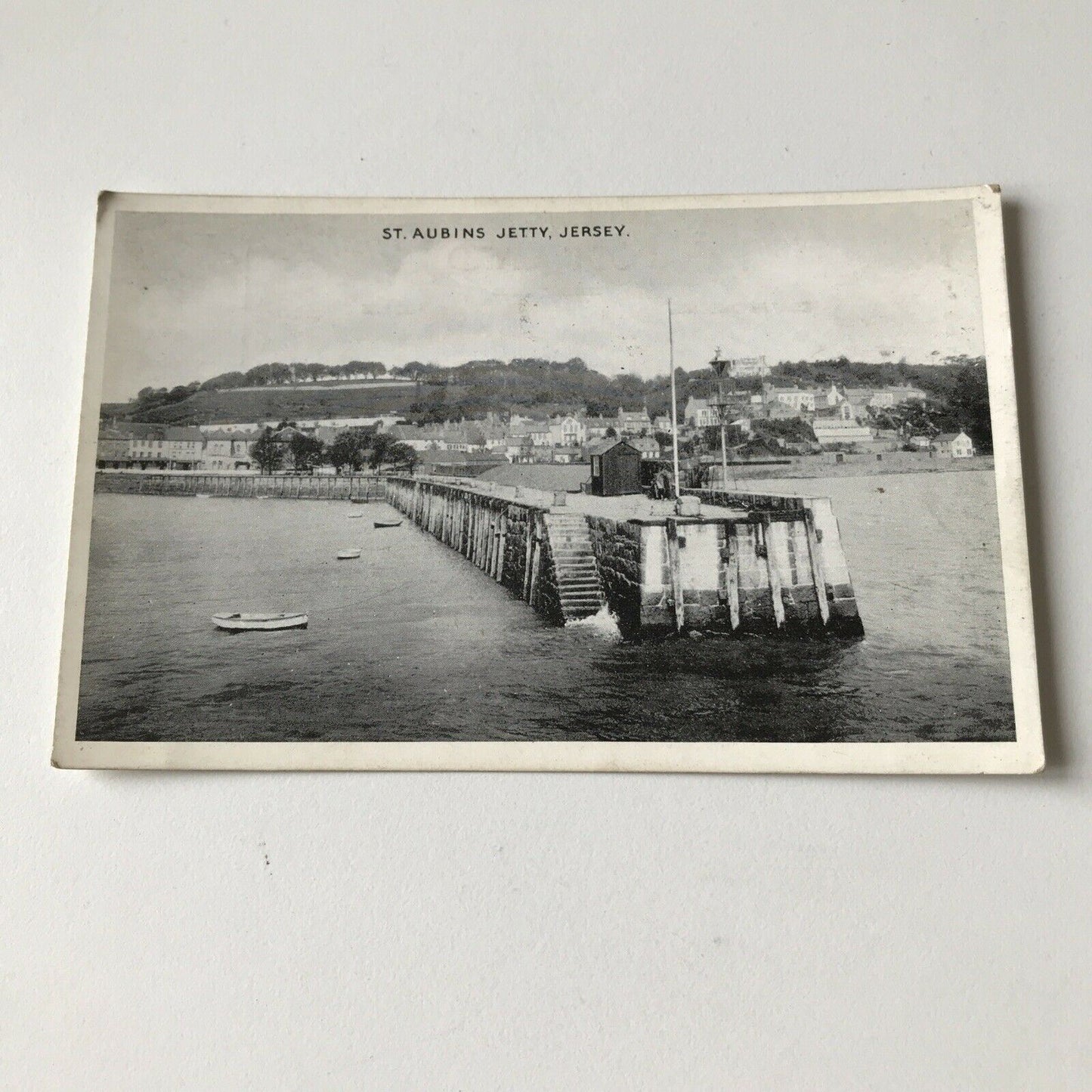 Vintage Postcard - Black And White - St Aubins Jetty - Jersey - Dennis & Sons