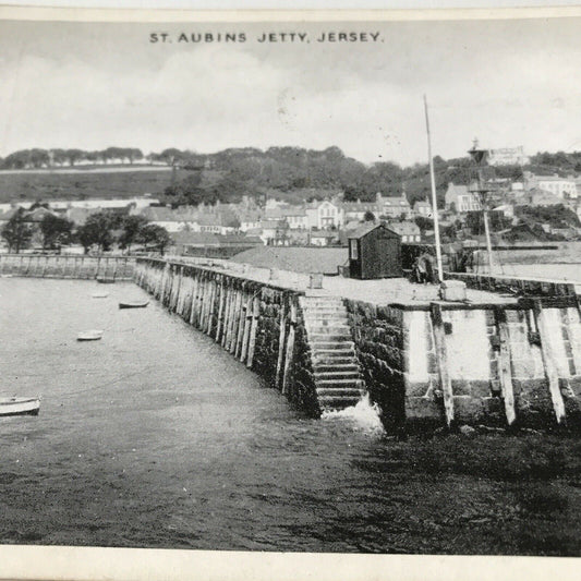 Vintage Postcard - Black And White - St Aubins Jetty - Jersey - Dennis & Sons