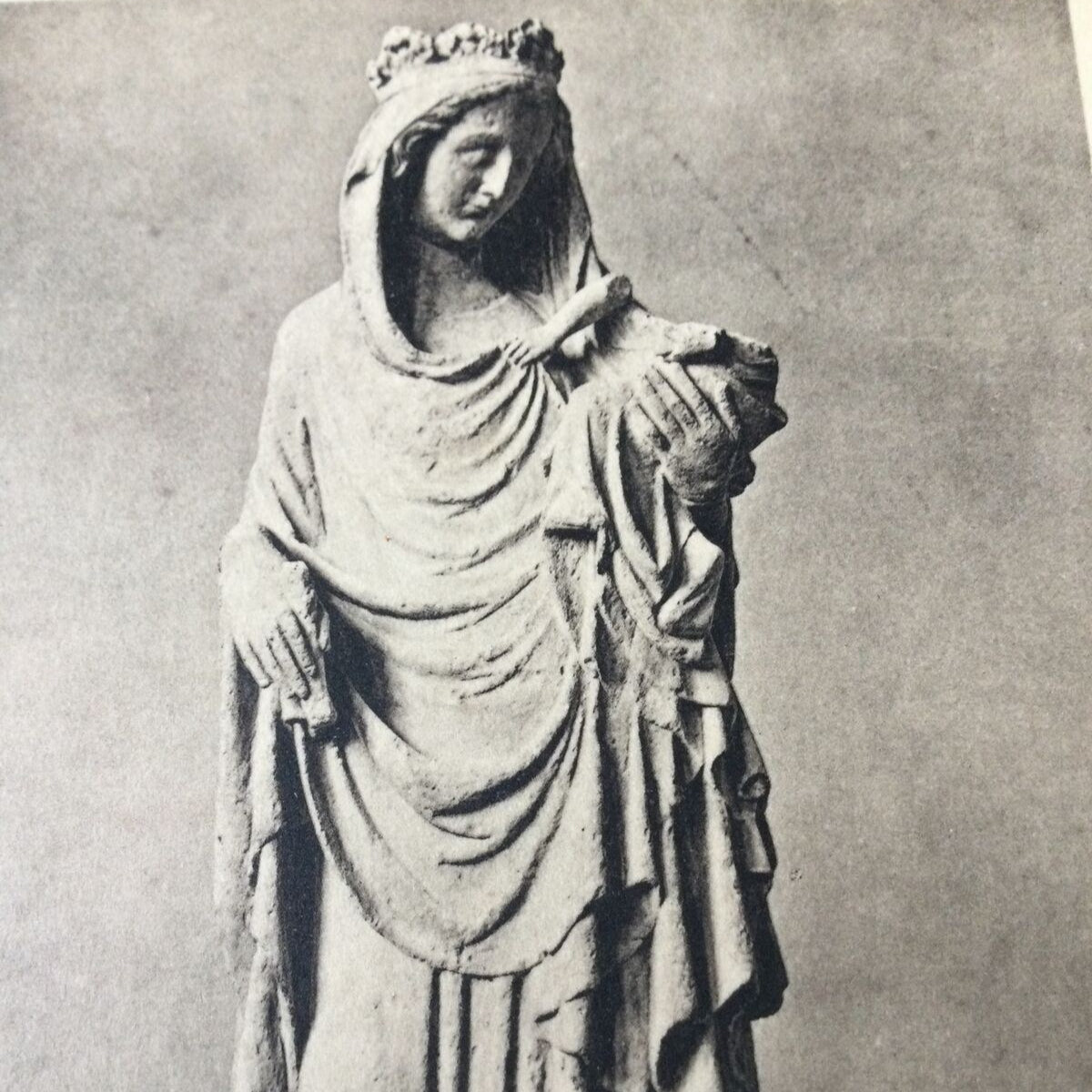 Vintage Postcard - V & A Museum - London - Virgin & Child Statue - C14th - French Sandstone