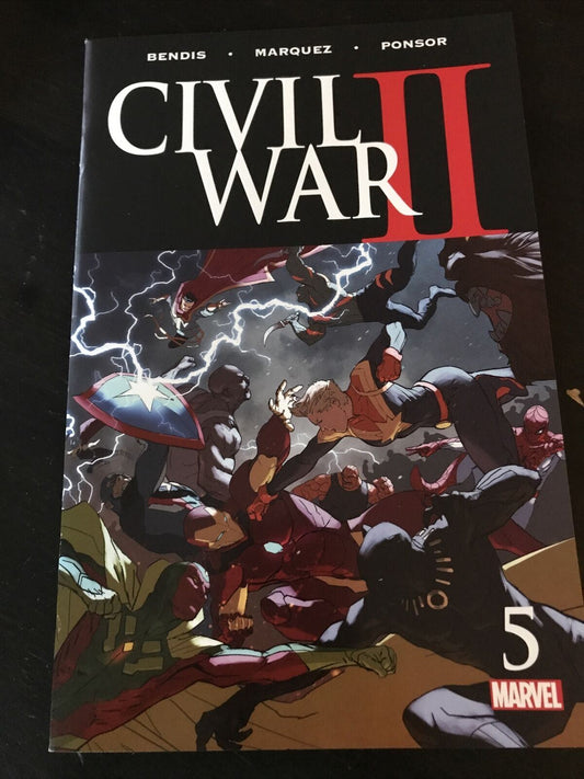 Marvel 5 Civil War II Comic Bendis Marquez Ponsor NM 2016