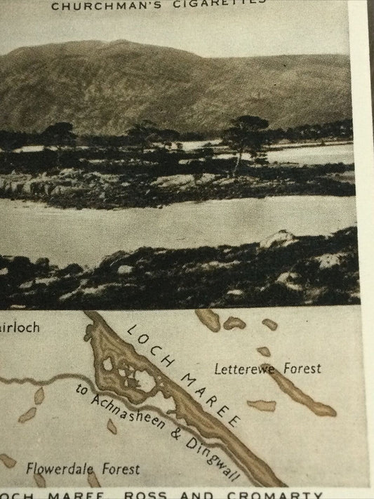 Loch Maree Ross & Cromarty Vintage Cigarette Card Holidays In Britain #47 Map
